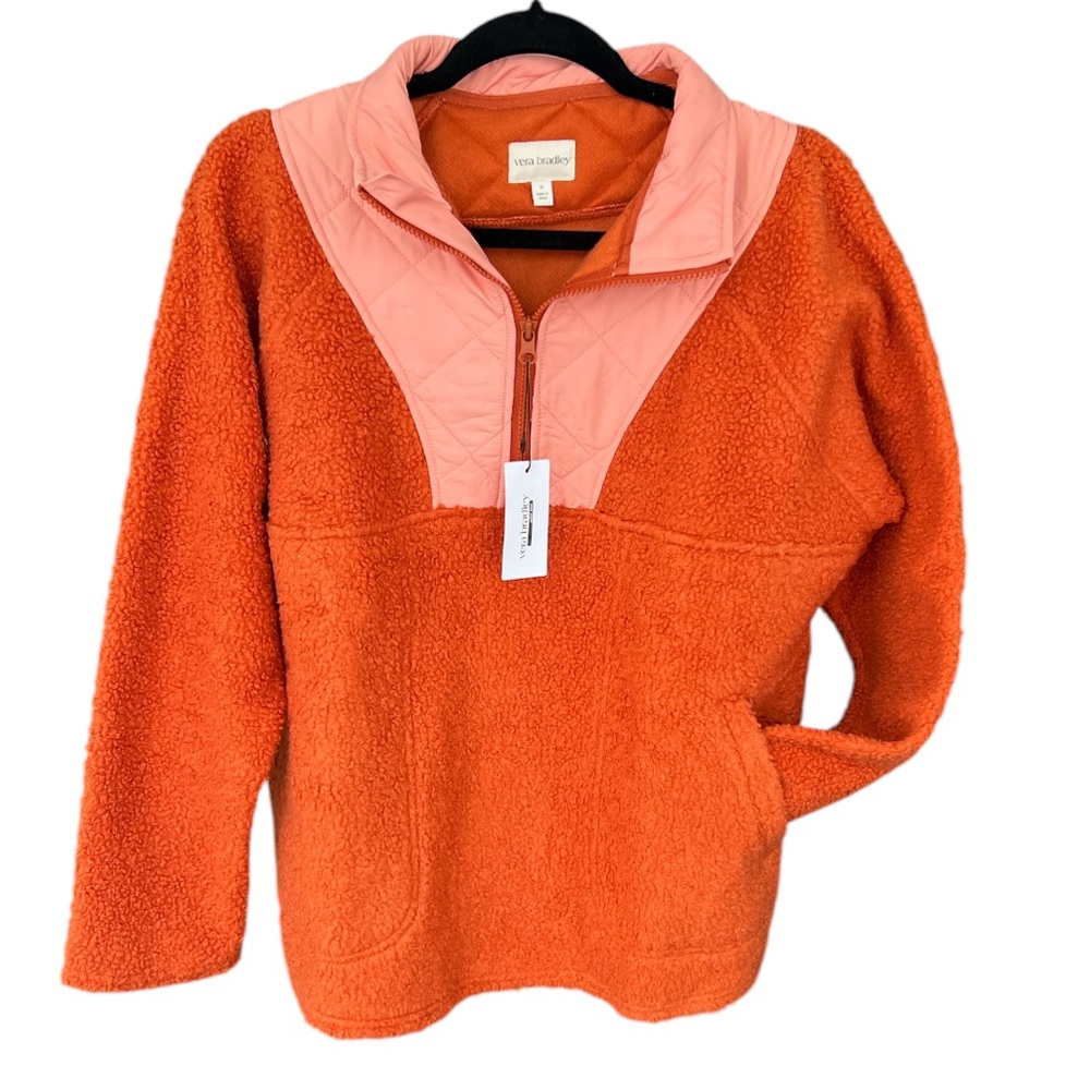 NWT Vera Bradley Teddy Fleece Pullover in Potters Clay and Blooming Dahlia